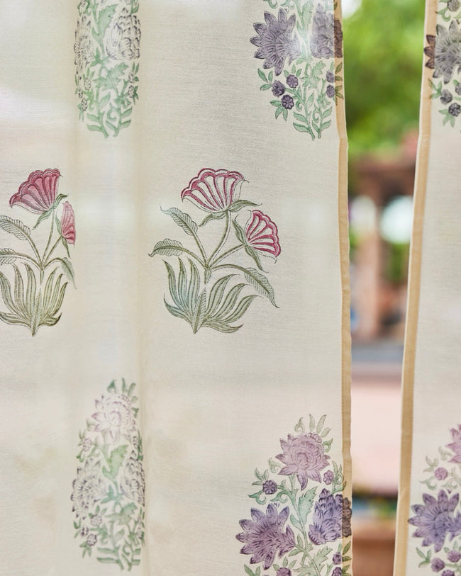 Hand Block Printed Linen Curtains | Opaque For Privacy with Light Filtration