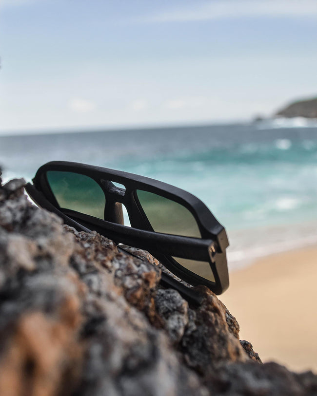 Boss Big Bamboo Sunglasses | Large Black Frame, Polarized UV400 Floating Shades