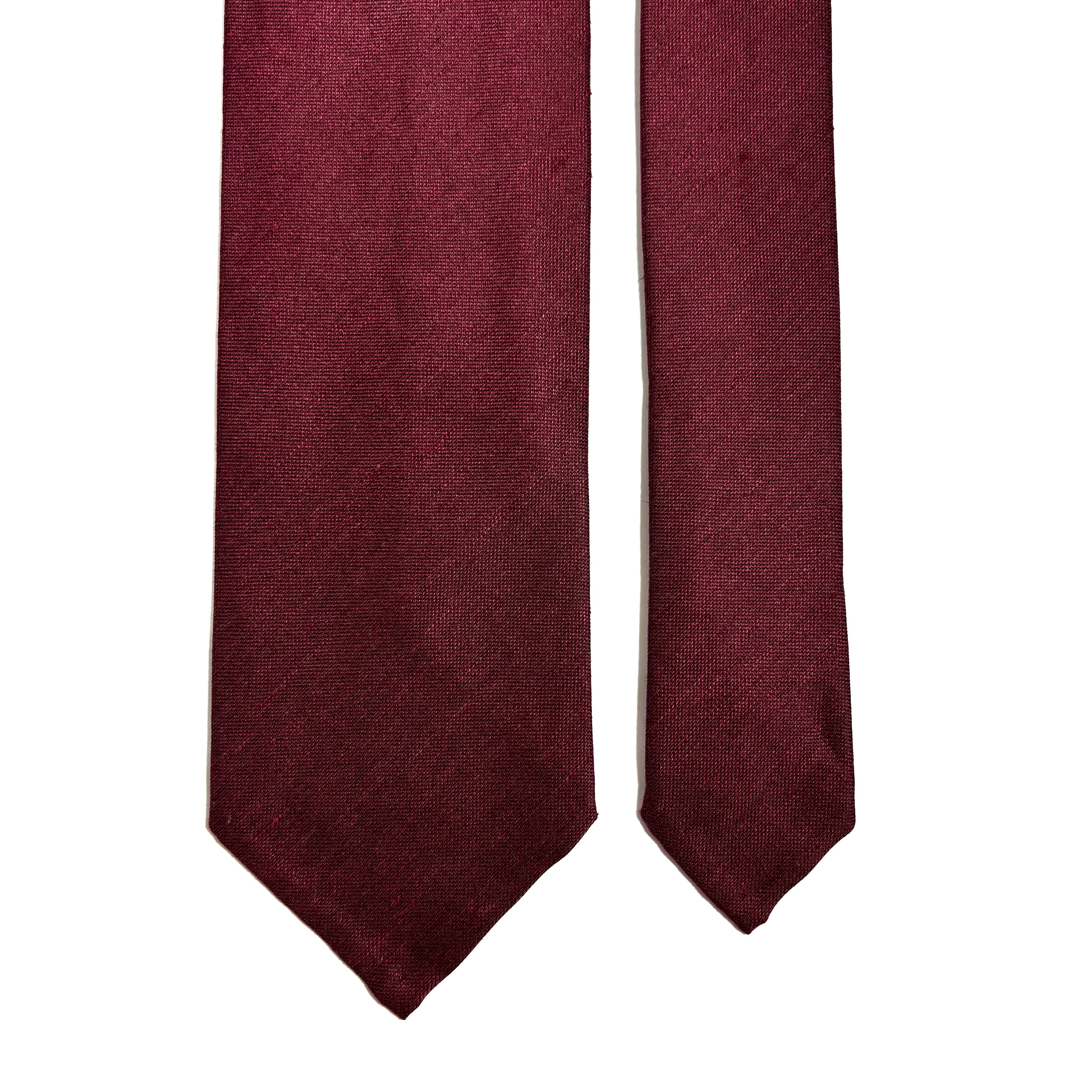 Burgundy Untipped Linen/Silk Tie-2