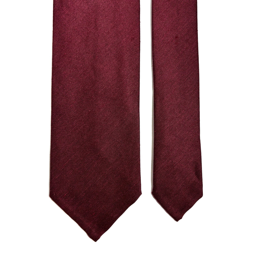 Burgundy Untipped Linen/Silk Tie-2