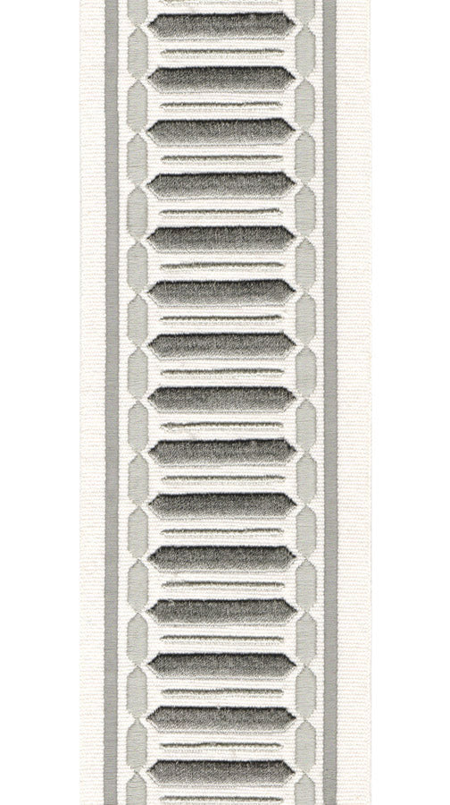 Embroidered Geometric Trim | 10cm Wide Cotton Canvas Border Tape | Curtain, Cushion & Craft Trimming by the Metre