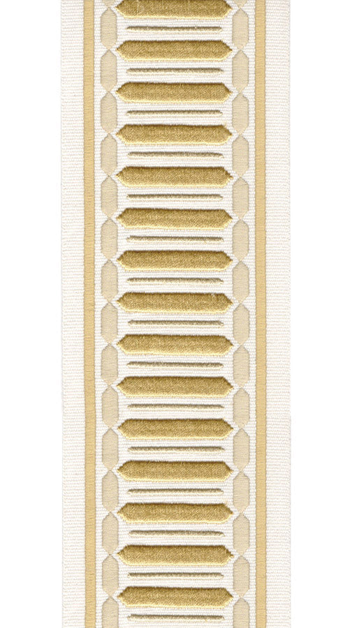 Embroidered Geometric Trim | 10cm Wide Cotton Canvas Border Tape | Curtain, Cushion & Craft Trimming by the Metre