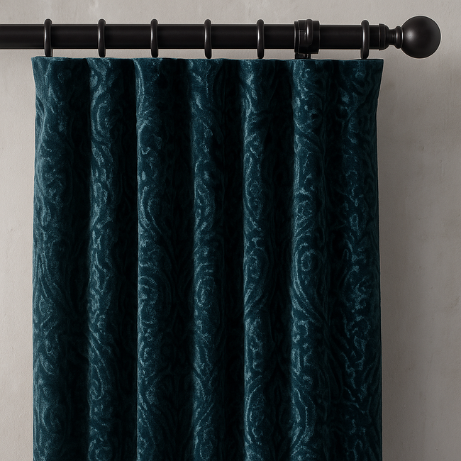 Luxury Velvet Damask Embossed Jacquard Curtains – Custom Made – Light Filtering & Blackout – 7 Elegant Colours