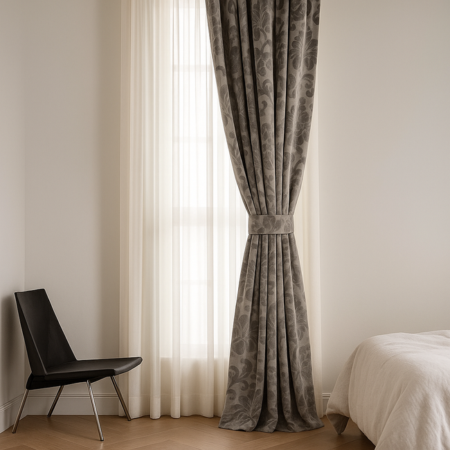 Luxury Velvet Jacquard Curtains with Raised Floral & Leaf Pattern – Light Filtering or Blackout – Custom Sizes – 8 Colours