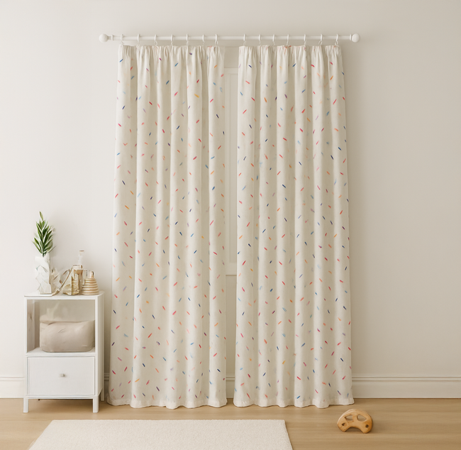 Luxury Linen Embroidered Curtains for Kids Room & Nursery – Single or Pair – Blackout & Light Filtering – Custom Sizes – Rod & Track Compatible