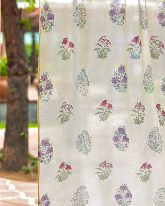Hand Block Printed Linen Curtains | Opaque For Privacy with Light Filtration