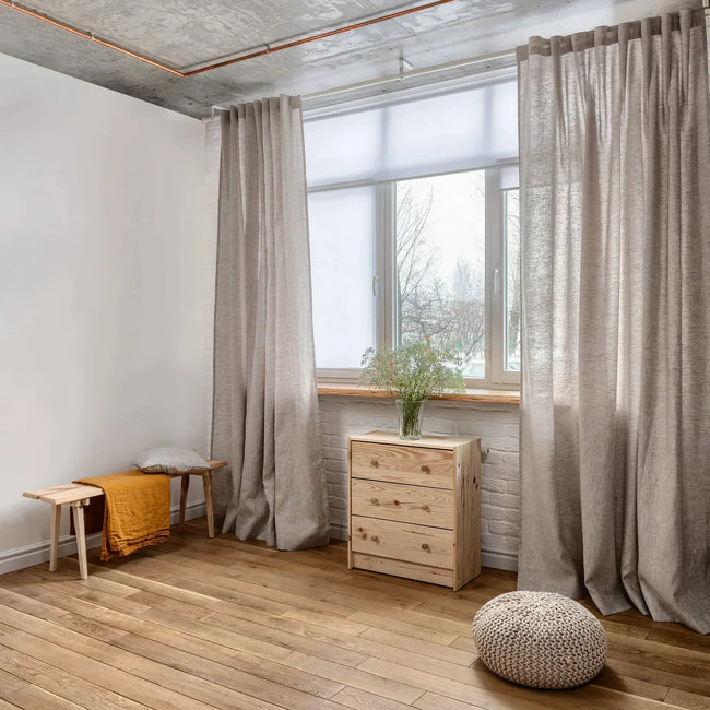 Natural Organic Linen Privacy Curtains - Semi-Sheer Undyed | Standard & Made to Measure Sizing