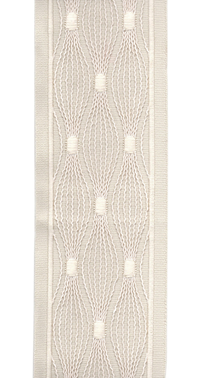 Embroidered Lace Trim | 10cm Wide Cotton Canvas | Delicate Openwork Pattern | Curtain, Cushion & Craft Trimming by the Metre