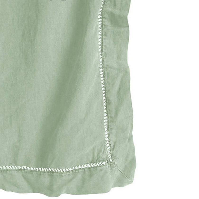Embroidered Edge Sage Green 100% Pure Linen | Linen Cotton Mix | 3 Piece Duvet Cover Set | 4 Piece Sheet Set | Handmade | Pre-washed | Soft-1
