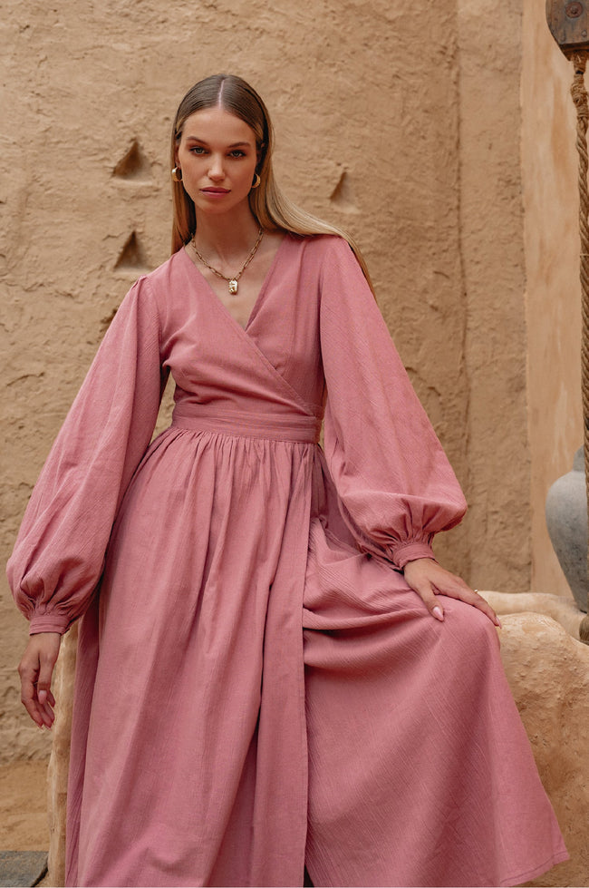 Emerie Long Sleeve Wrap Dress-5