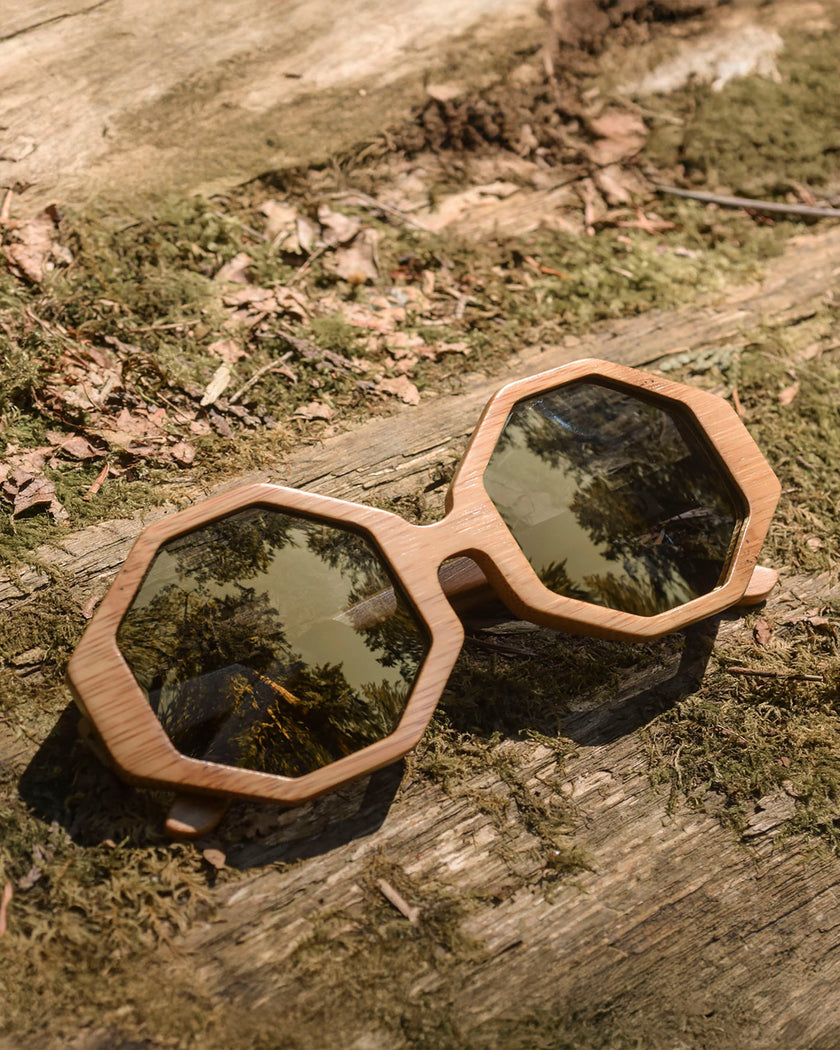 Festival Bamboo Sunglasses | Gold Reflective and it Floats!