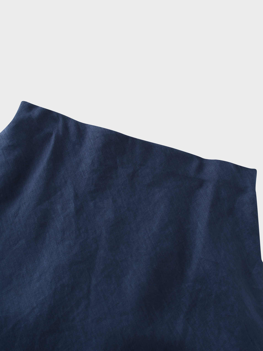 Linen Slip Skirt-Navy