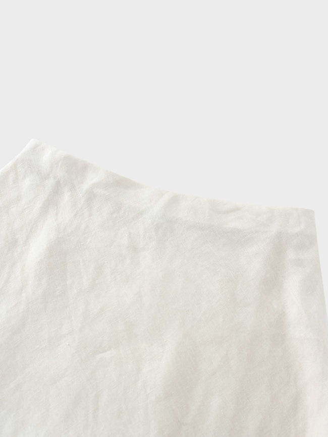 Linen Slip Skirt-Ecru