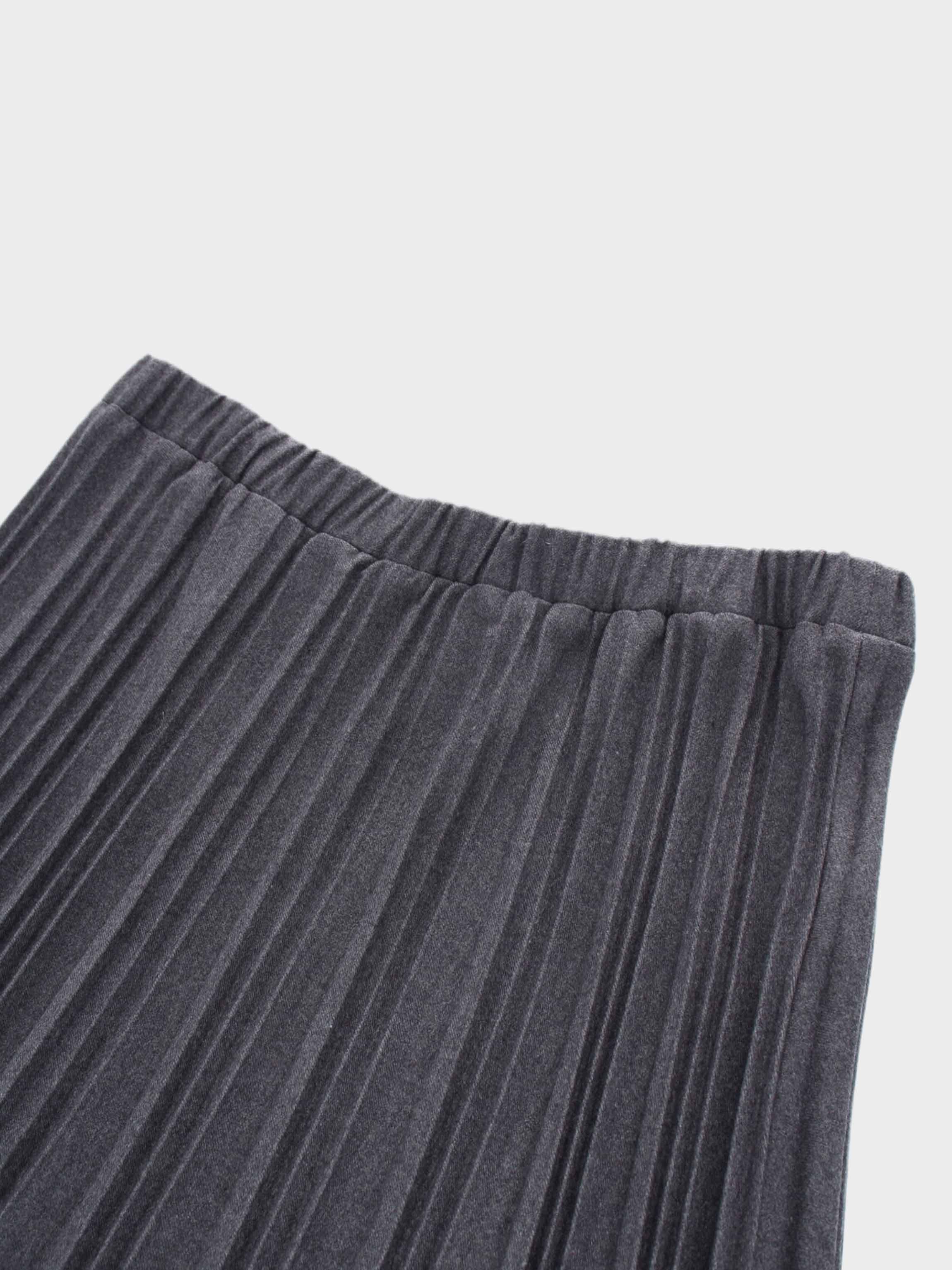 Wool Blend Pleated Skirt-Dark Grey-4