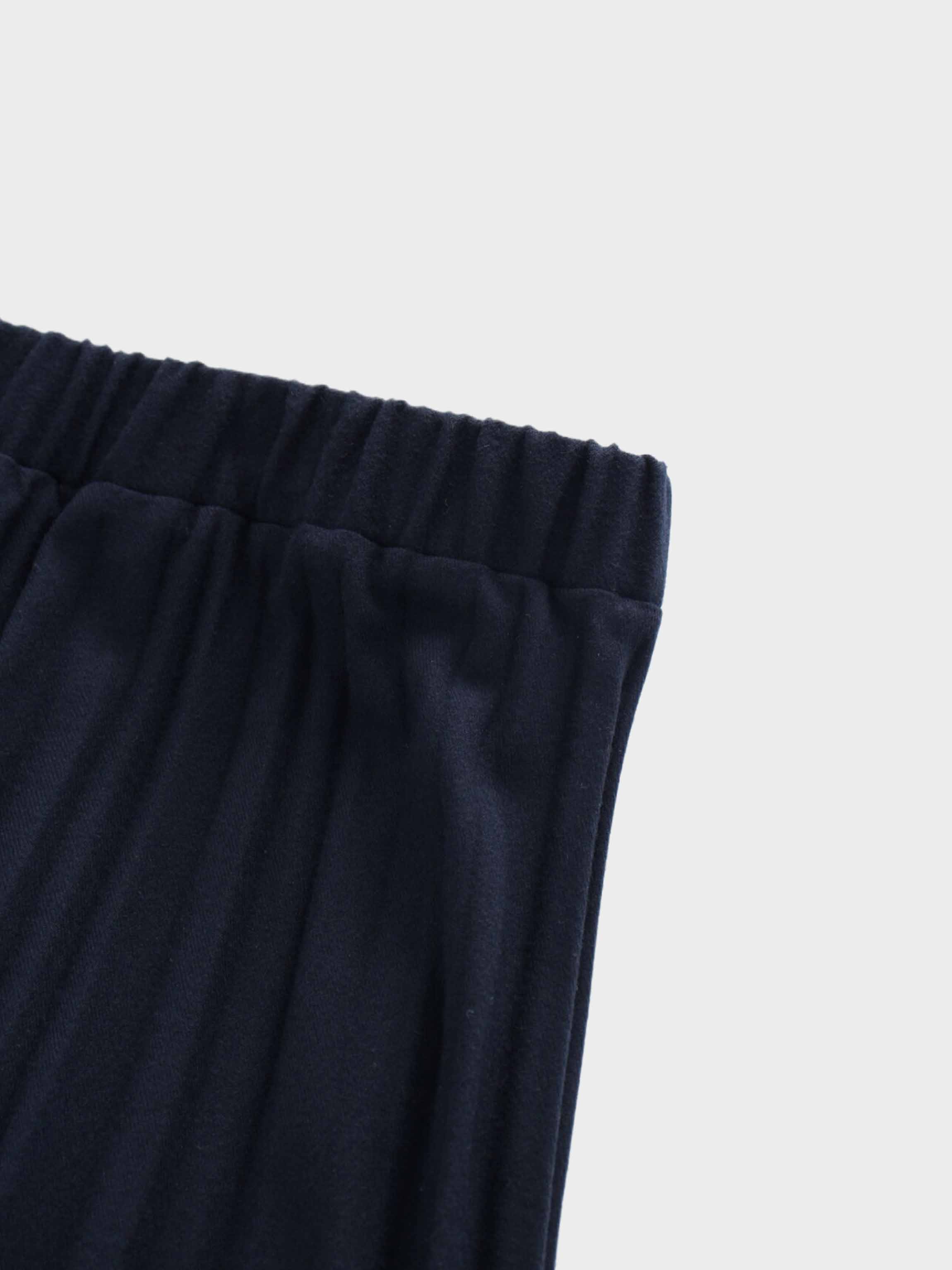 Wool Blend Pleated Skirt-Navy-4
