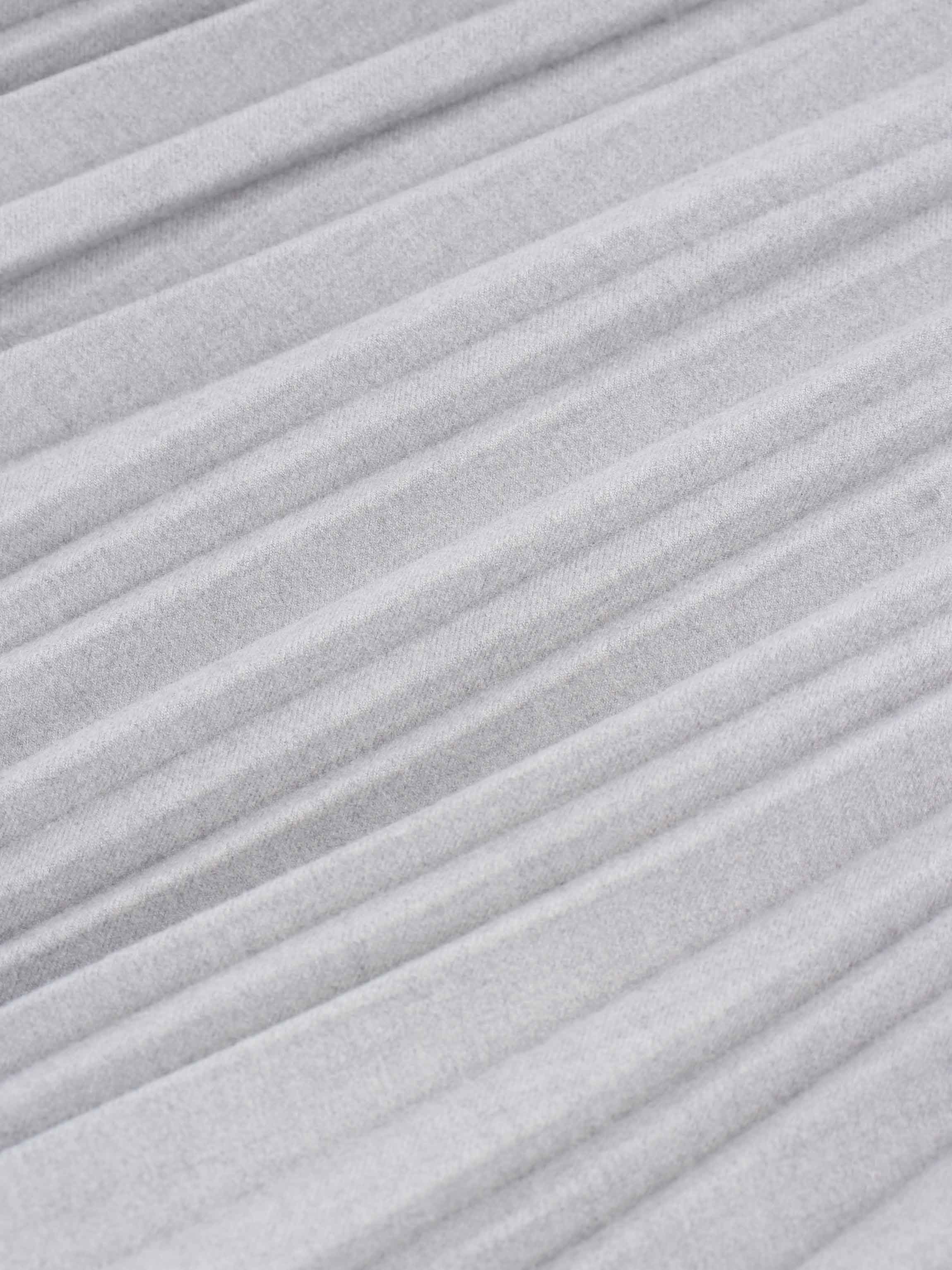 Wool Blend Pleated Skirt-Light Grey-4