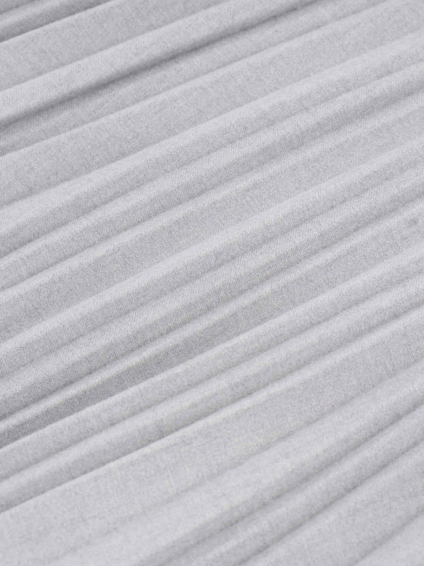 Wool Blend Pleated Skirt-Light Grey-4