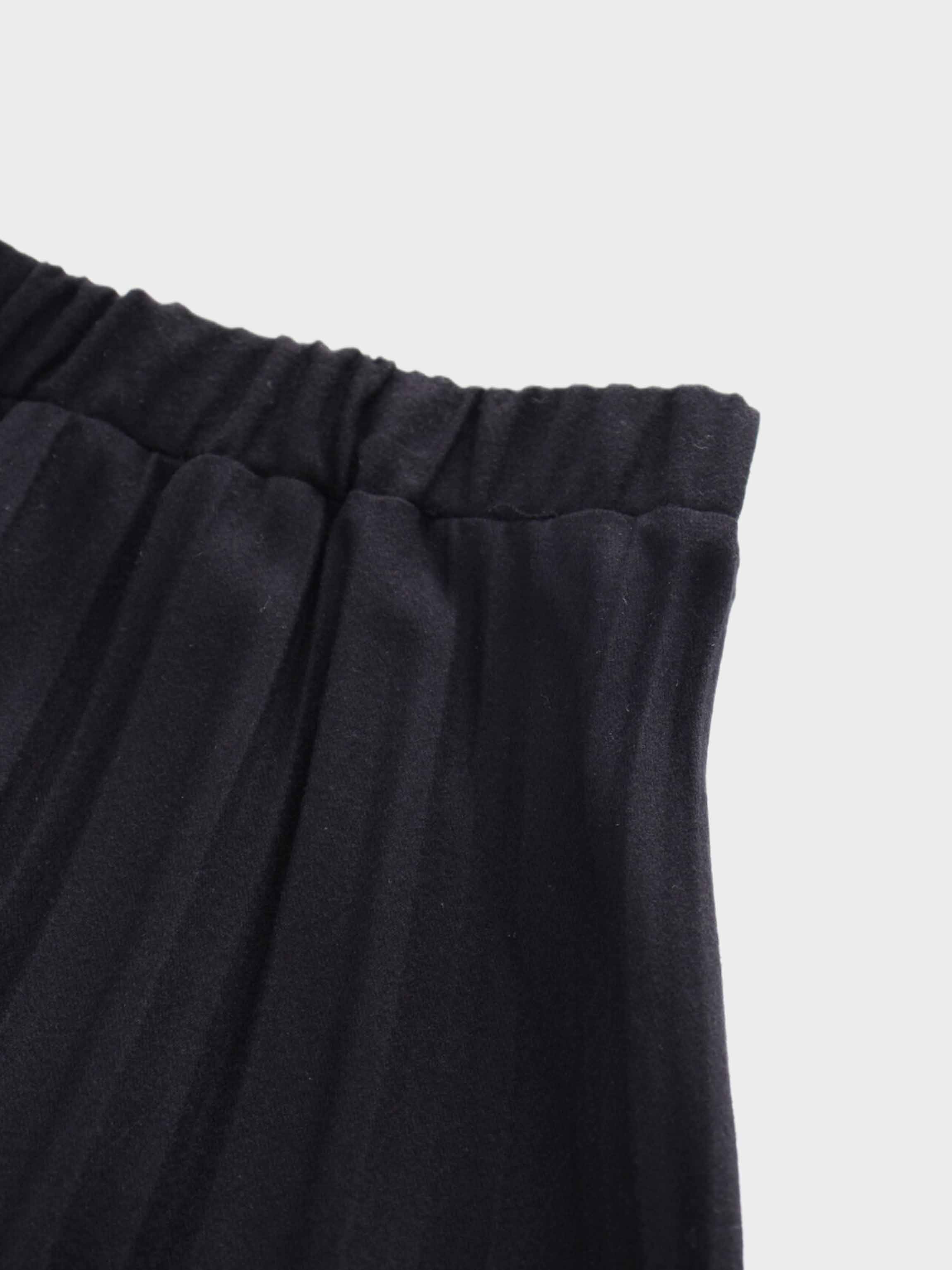 Wool Blend Pleated Skirt-Black-3