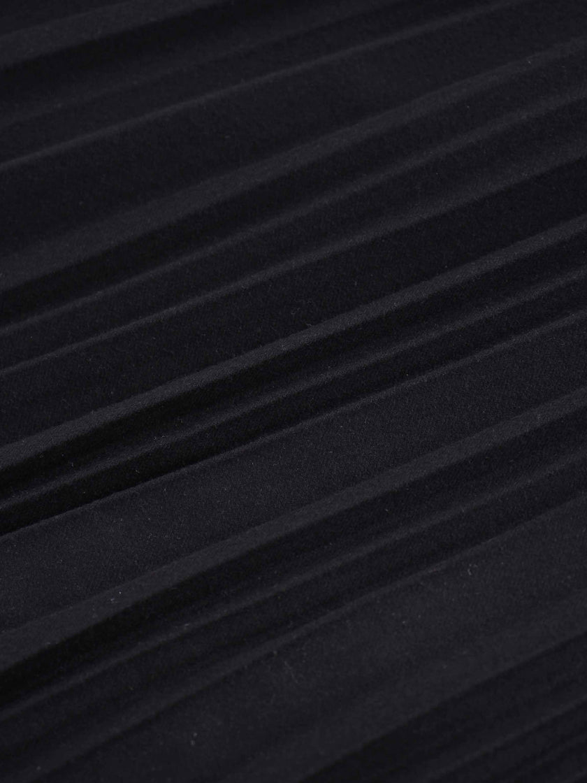Wool Blend Pleated Skirt-Black-4