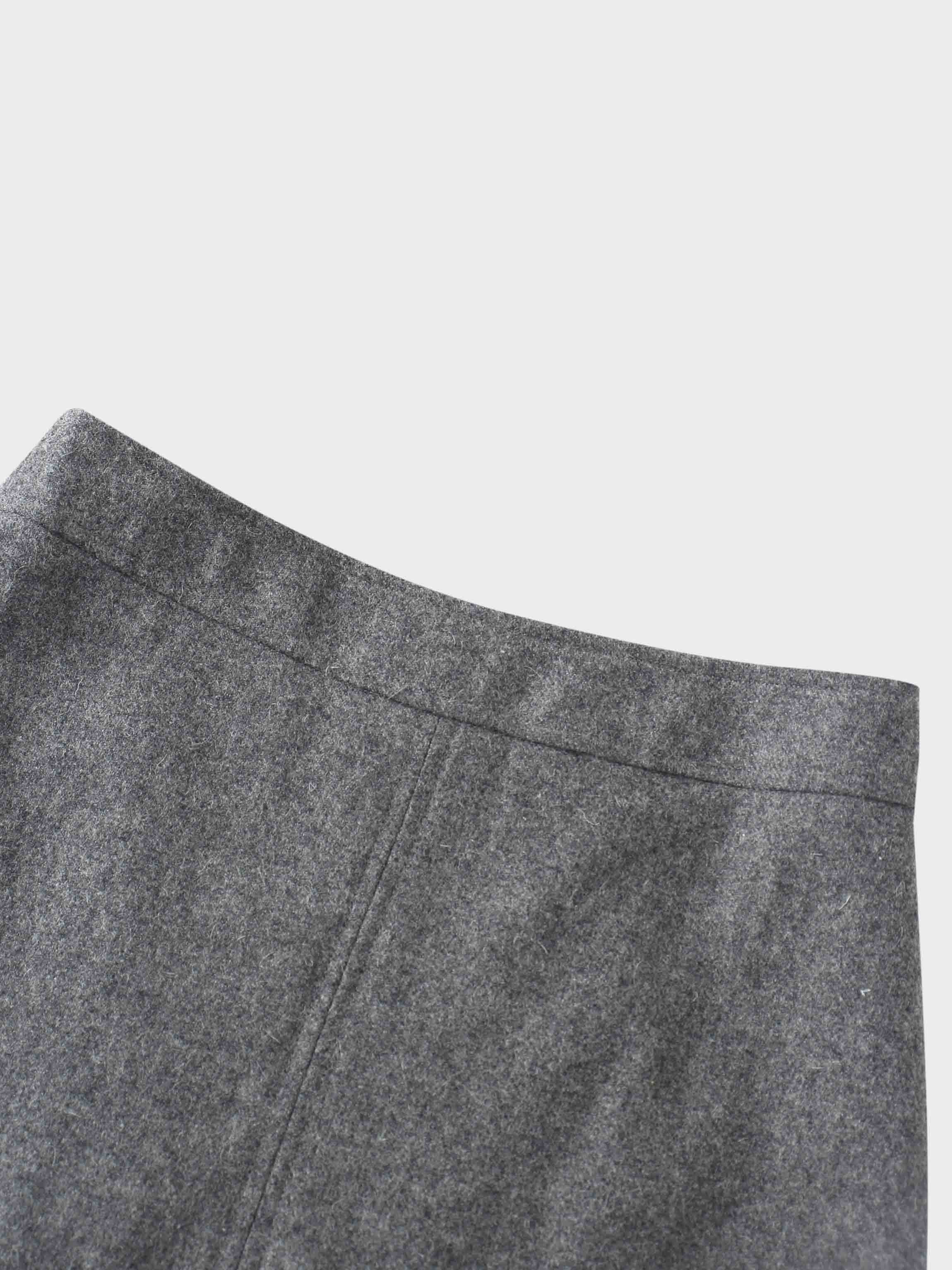 Wool Blend Short Panel Skirt-Charcoal Grey-2