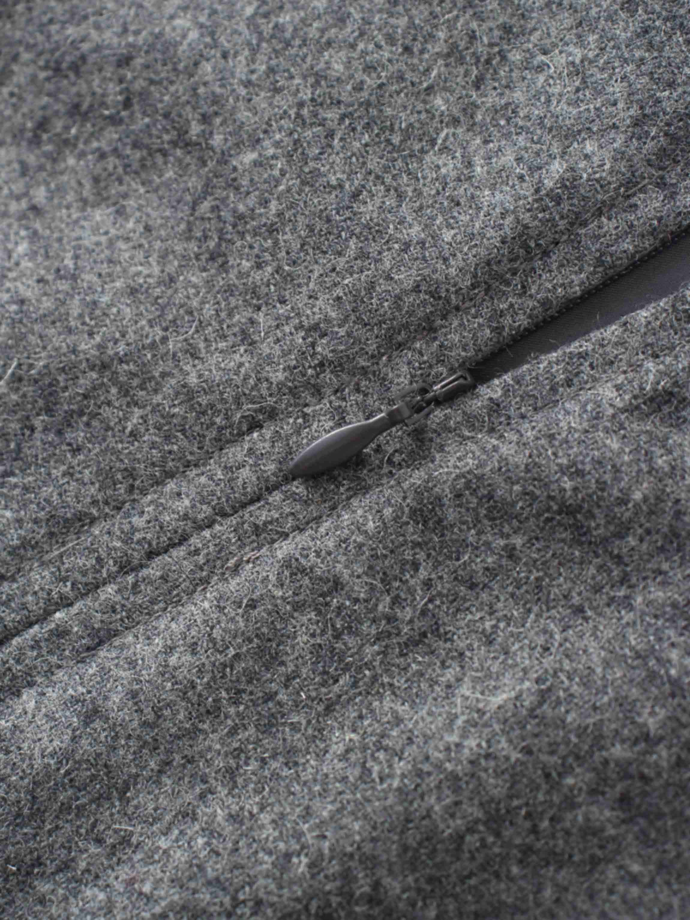 Wool Blend Short Panel Skirt-Charcoal Grey-3