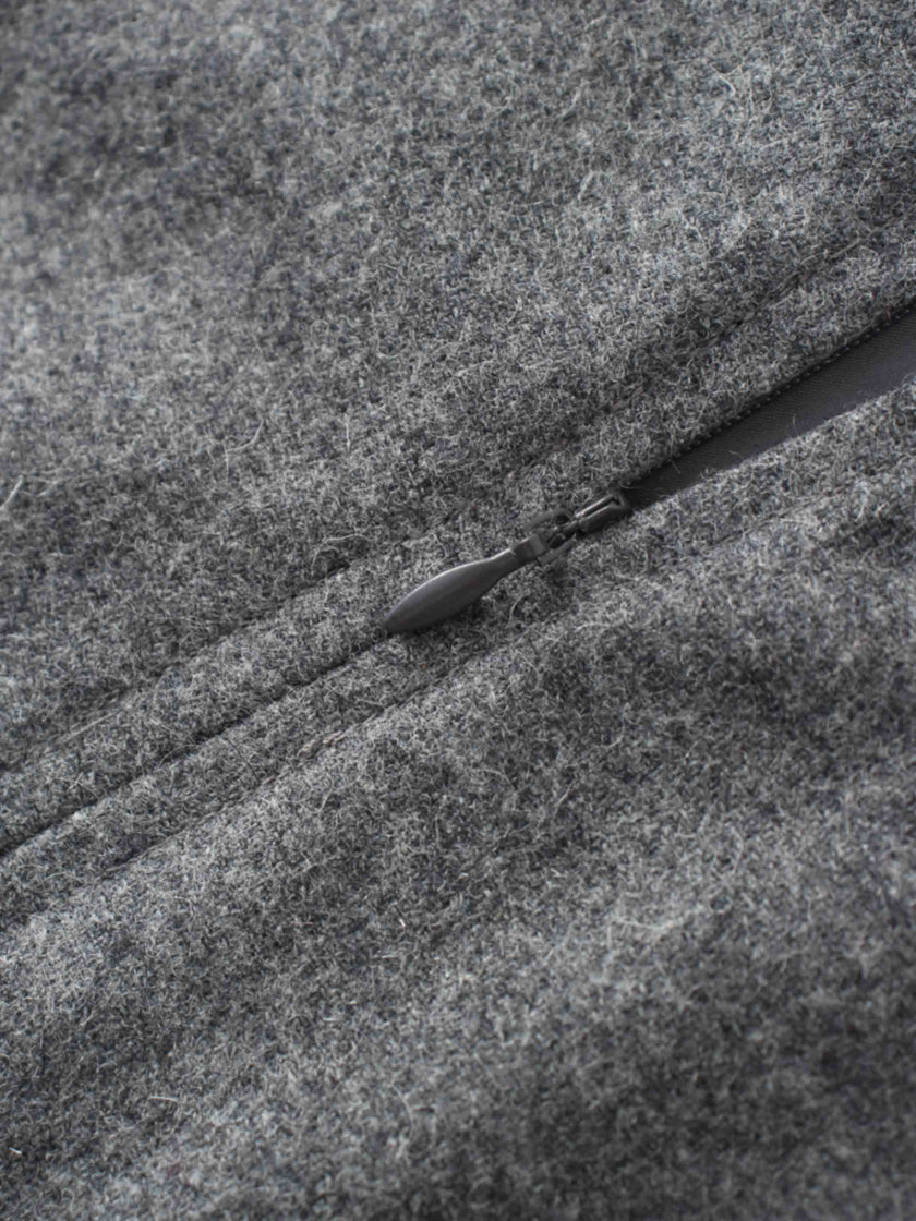 Wool Blend Short Panel Skirt-Charcoal Grey-3