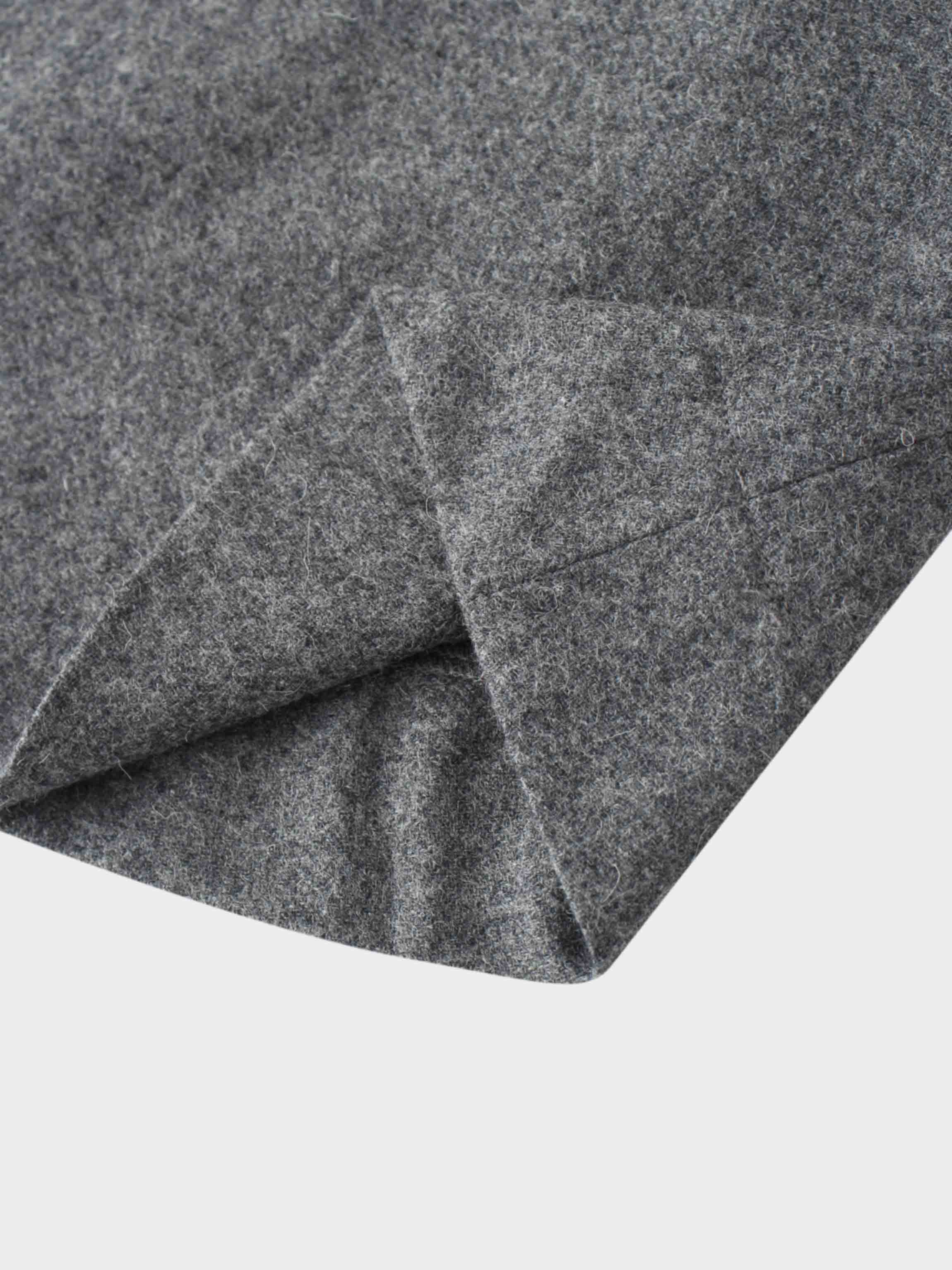 Wool Blend Short Panel Skirt-Charcoal Grey-4