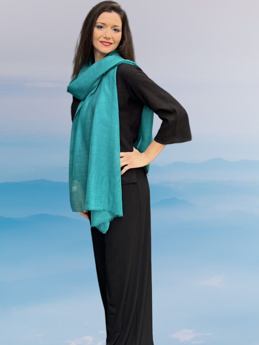 Teal Featherlight Solid Wool Scarf-1