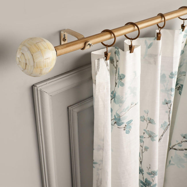 Gold Extendable Curtain Pole | 25mm | Mother-of-Pearl Finials | 61-366cm