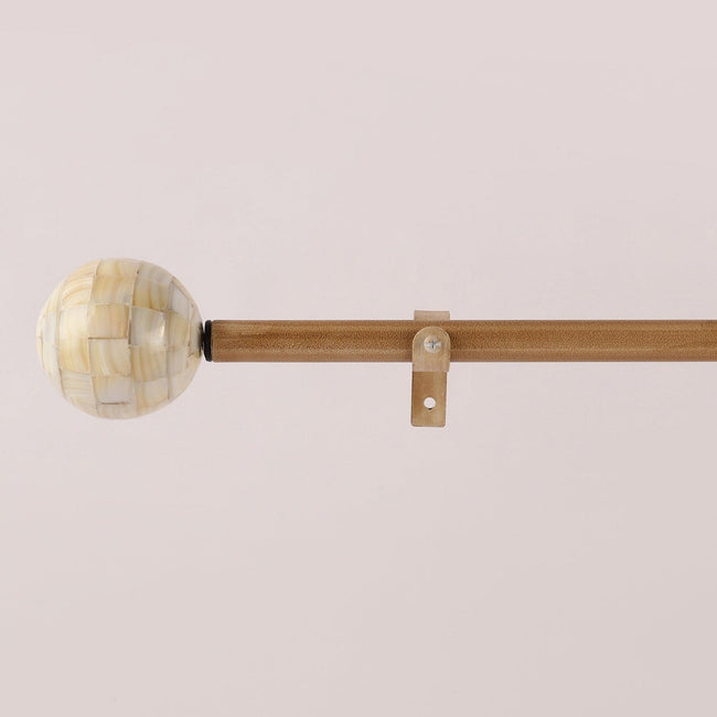 Gold Extendable Curtain Pole | 25mm | Mother-of-Pearl Finials | 61-366cm