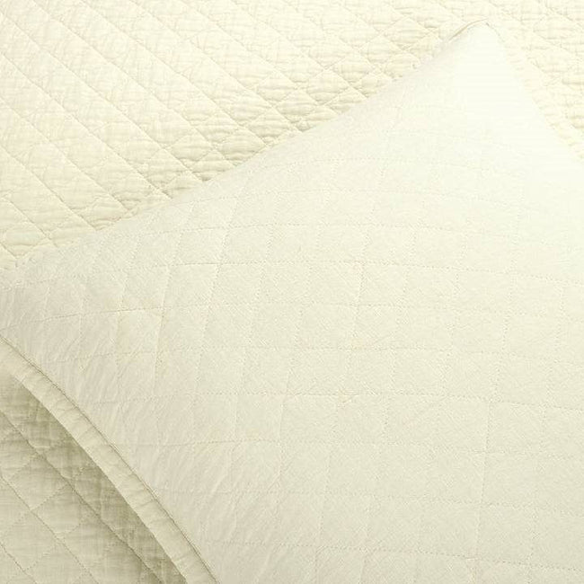 Full/Queen Lightweight Cotton Linen Ivory Textured Reversible 3-Piece Quilt Set-0