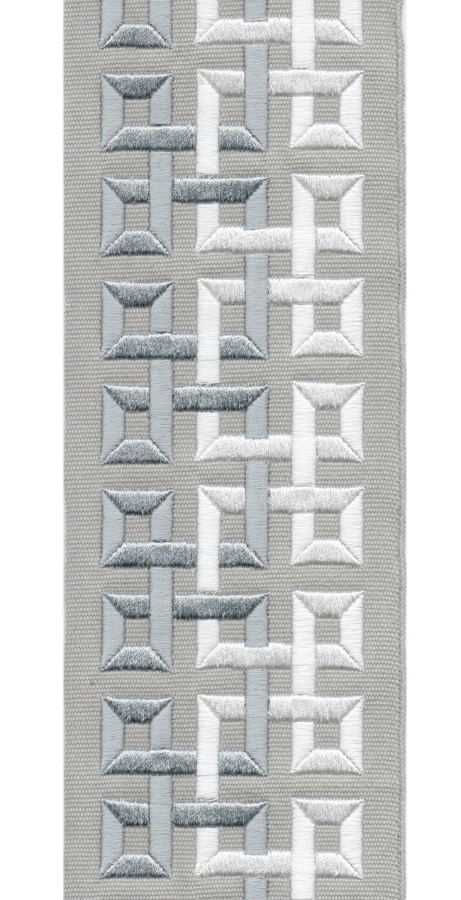 Geometric Embroidered Trim | 10cm Wide | Modern Design for Curtains, Cushions & Crafts | By the Metre