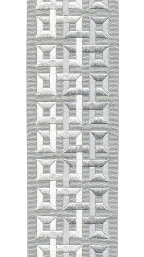 Geometric Embroidered Trim | 10cm Wide | Modern Design for Curtains, Cushions & Crafts | By the Metre