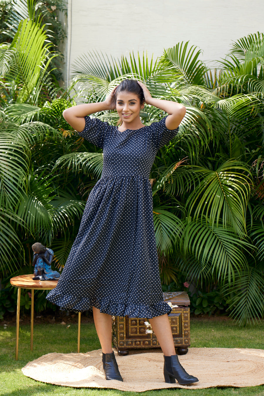 Black Polka Tiered Maxi- Regular Size-0