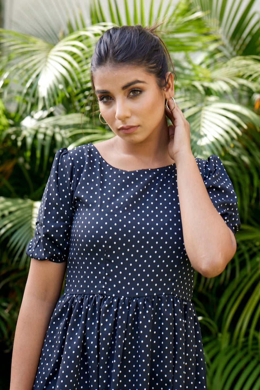 Black Polka Tiered Maxi- Regular Size-3