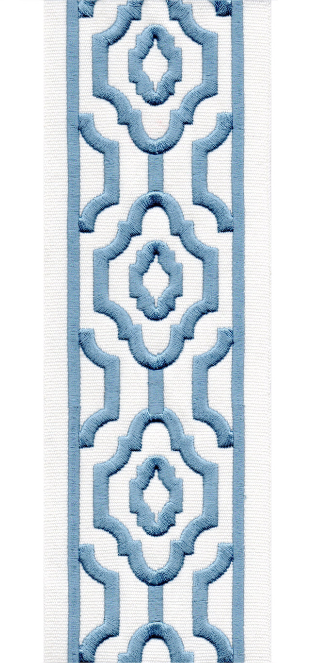 Geometric Embroidered Trim | 10cm Wide Cotton Canvas | Modern Moroccan Design for Curtains, Cushions & Crafts | By the Metre