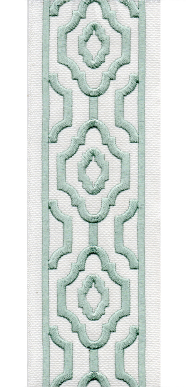 Geometric Embroidered Trim | 10cm Wide Cotton Canvas | Modern Moroccan Design for Curtains, Cushions & Crafts | By the Metre