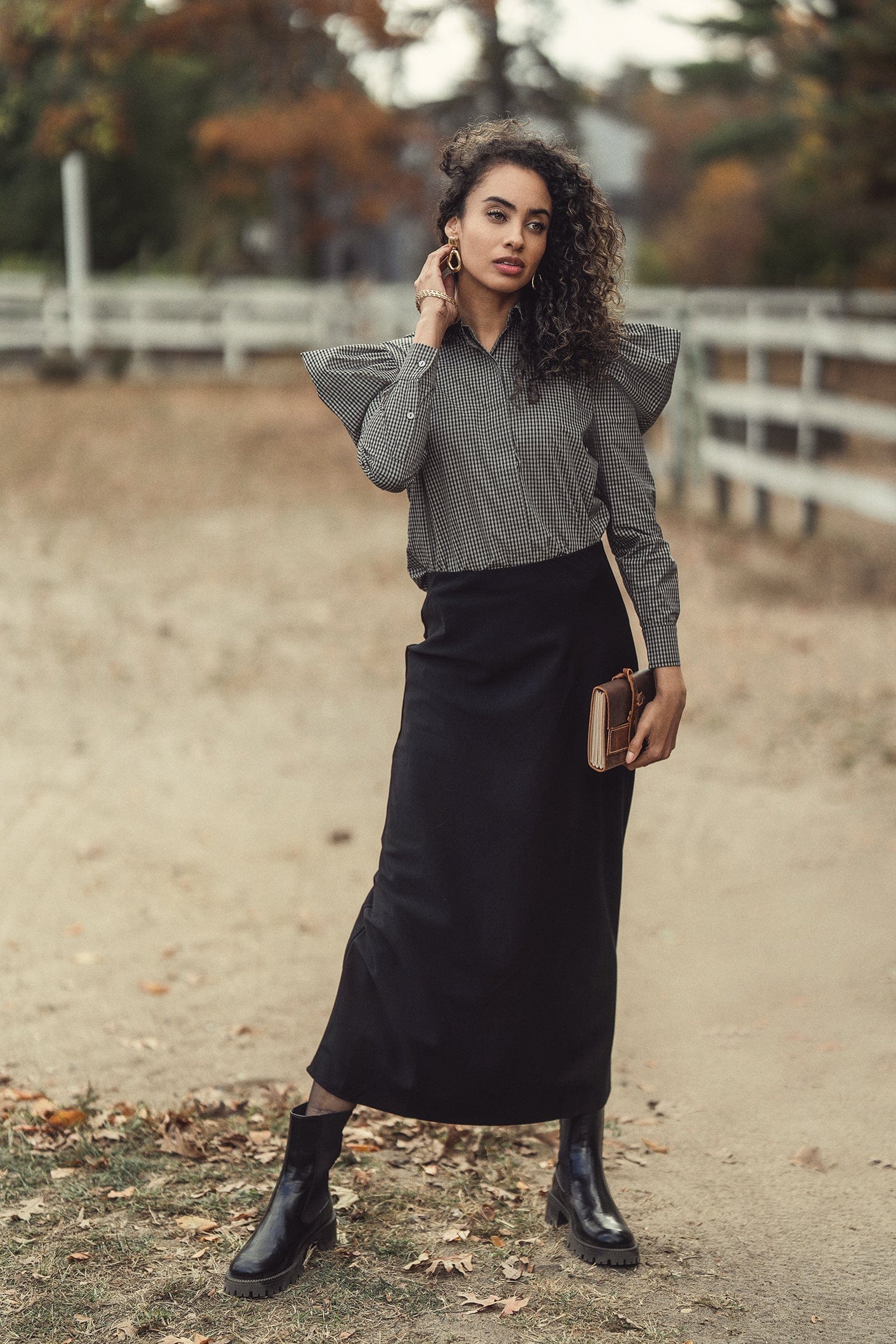 Wool Blend Slip Skirt-Black-0
