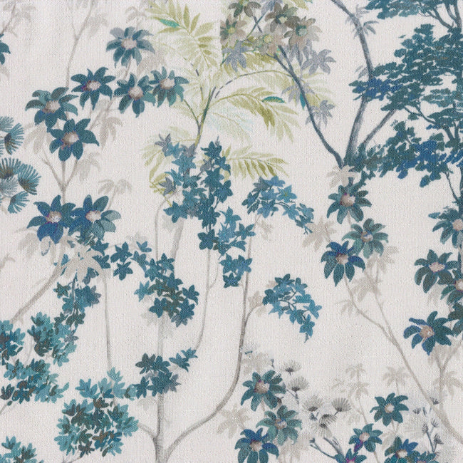 Elegant Hand Painted Floral Linen Cotton Curtains - UK Made to Measure Pinch Pleated Window Drapes