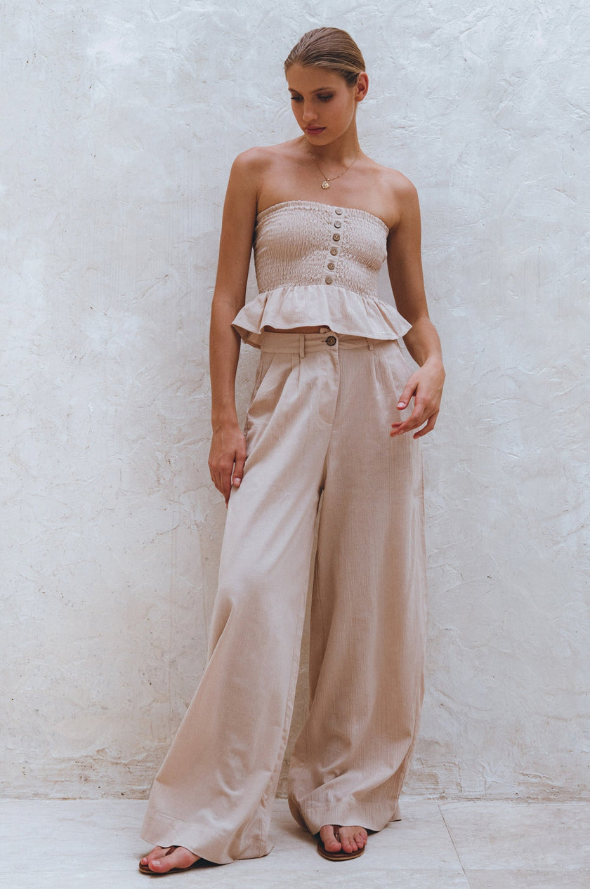 Raya Wide Leg Linen Pants-7