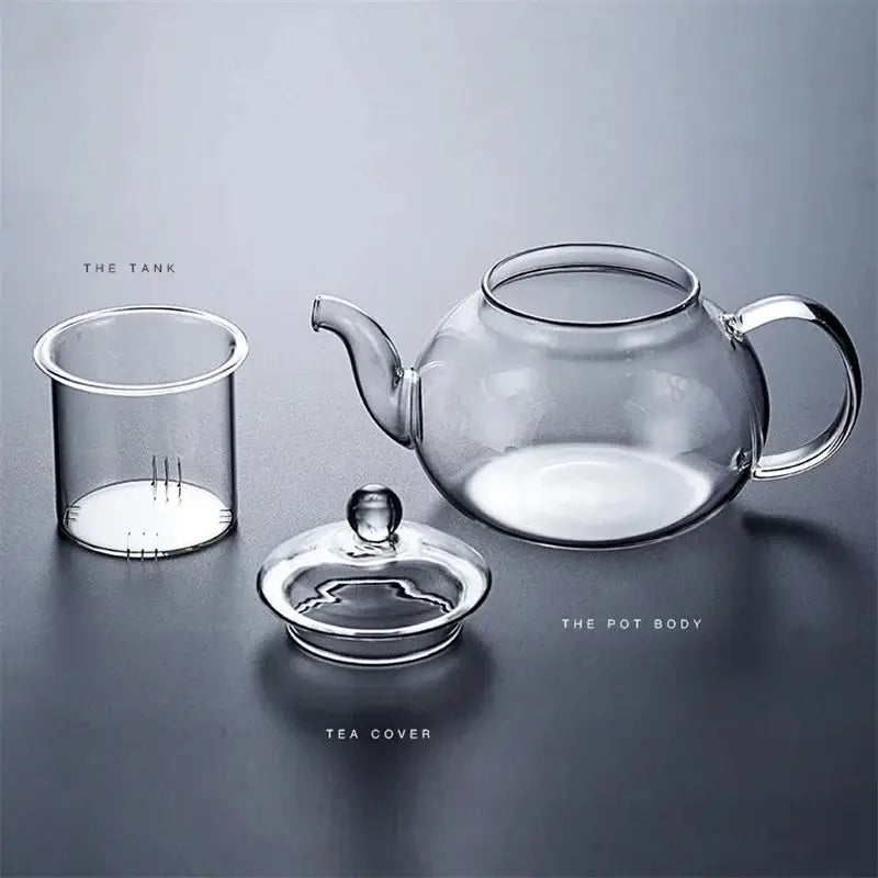 High Borosilicate Glass Flower Teapot Set 400ml/1000ml Heat-Resistant Filterable-4