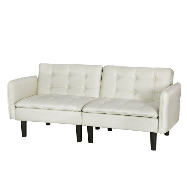 NNEDSZ Artiss Sofa Bed 3 Seater Tufted Faux Linen Beige-0