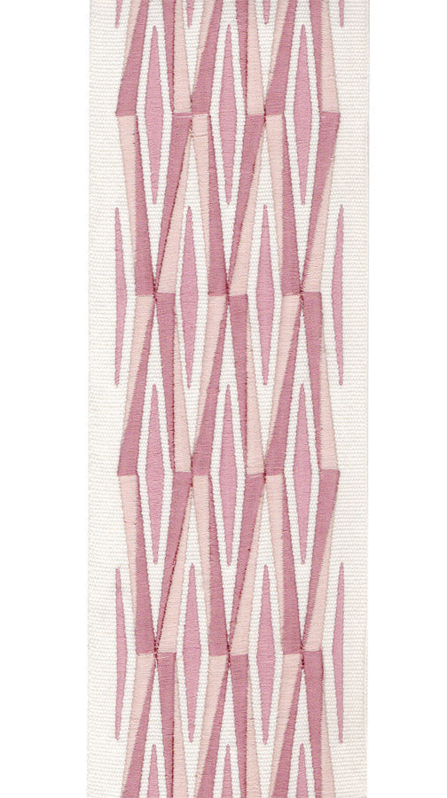 Diamond Embroidered Trim | 10cm Wide Cotton Canvas | Geometric Design for Curtains, Cushions & Crafts | By the Metre