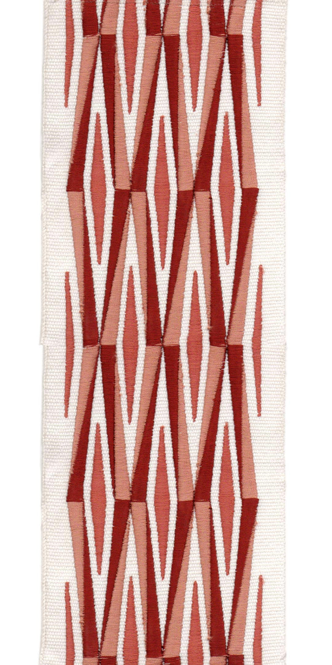 Diamond Embroidered Trim | 10cm Wide Cotton Canvas | Geometric Design for Curtains, Cushions & Crafts | By the Metre