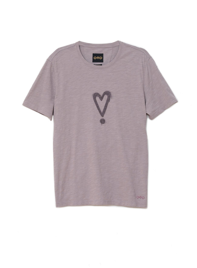 Exclamation Heart Graphic Short Sleeve Knit Tee-0