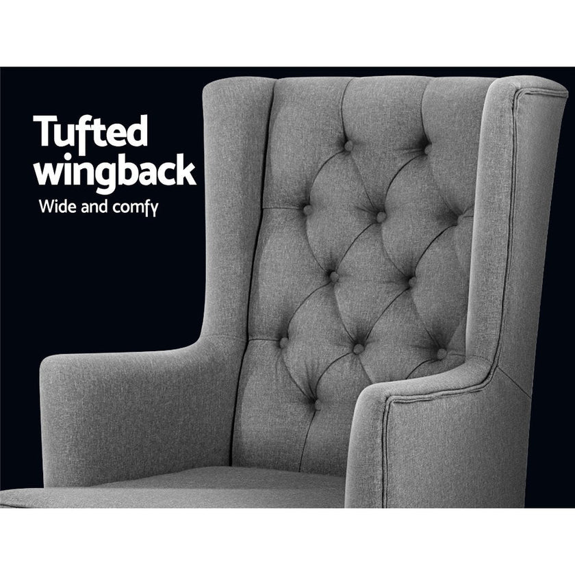NNEDSZ Rocking Armchair Feeding Chair Linen Fabric Armchairs Lounge Retro Grey-2