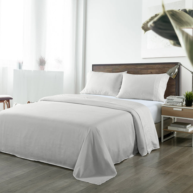 NNEDSZ Comfort Bamboo Blended Sheet & Pillowcases Set 1000TC Ultra Soft Bedding King Light Grey