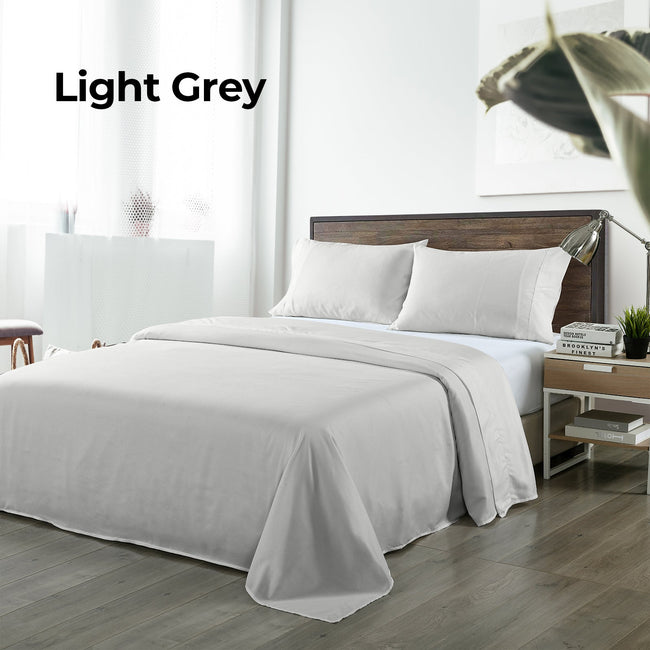 NNEDSZ Comfort Bamboo Blended Sheet & Pillowcases Set 1000TC Ultra Soft Bedding King Light Grey