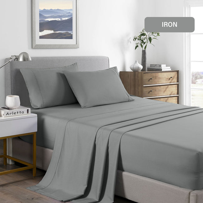 NNEDSZ Comfort 2000 Thread Count Bamboo Cooling Sheet Set Ultra Soft Bedding Single Mid Grey