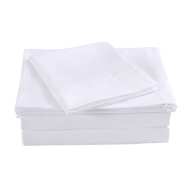 NNEDSZ Comfort Bamboo Blended Sheet & Pillowcases Set 1000TC Ultra Soft Bedding Double White